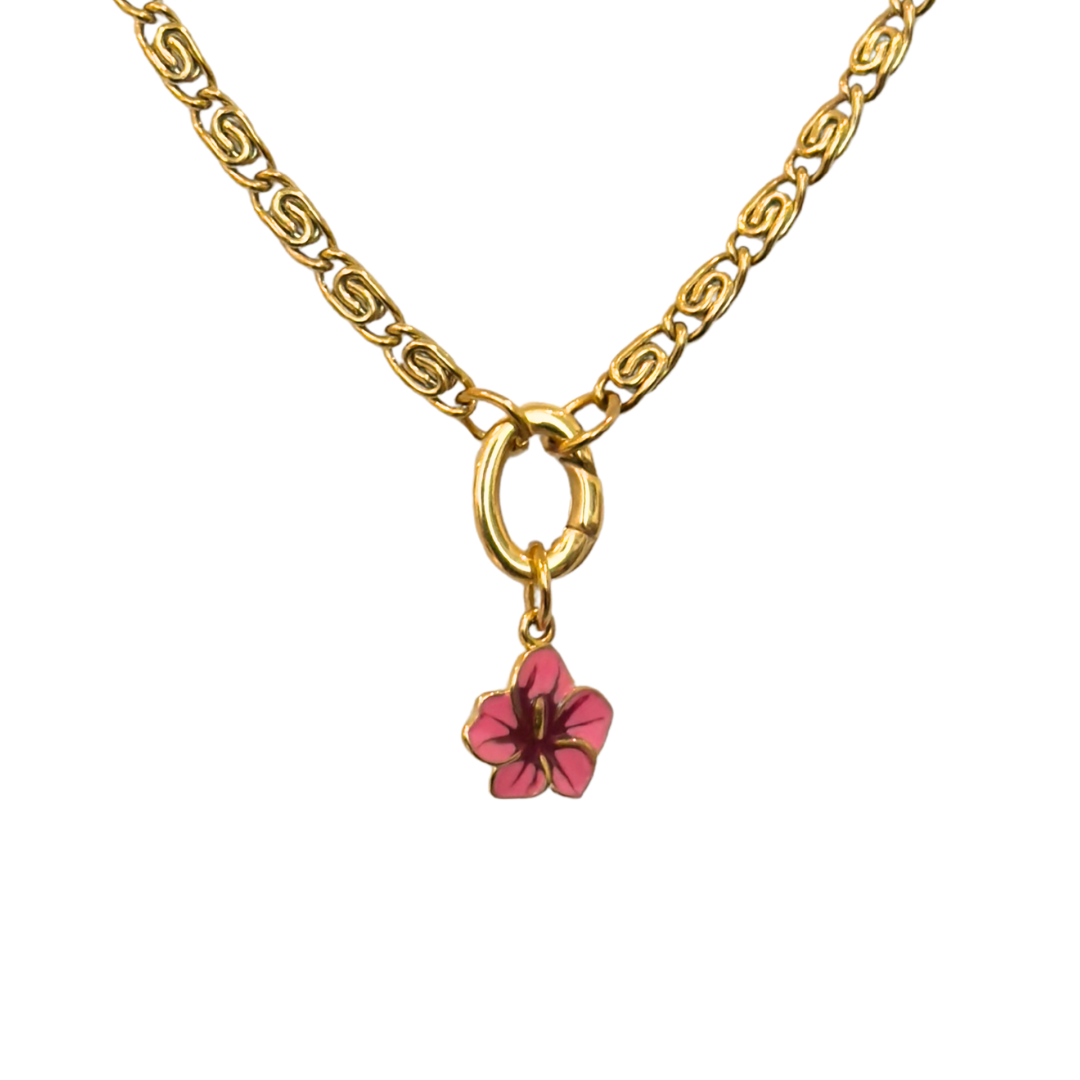 Pink Flower Charm - waterproof stainless steel jewellery by House of Rey Jewelry