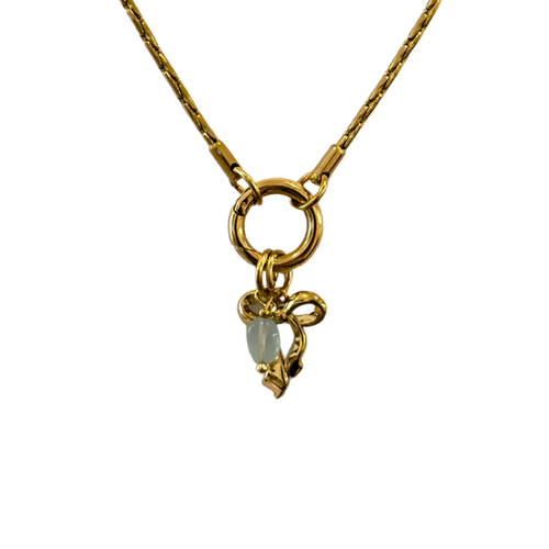 Bow Charm, detail view - tarnish-free stainless steel by House of Rey Jewelry