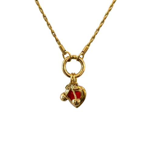 Cherry Charm, detail view - tarnish-free stainless steel by House of Rey Jewelry