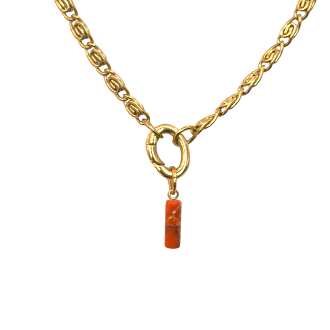 Orange Stone Charm - waterproof stainless steel jewellery by House of Rey Jewelry
