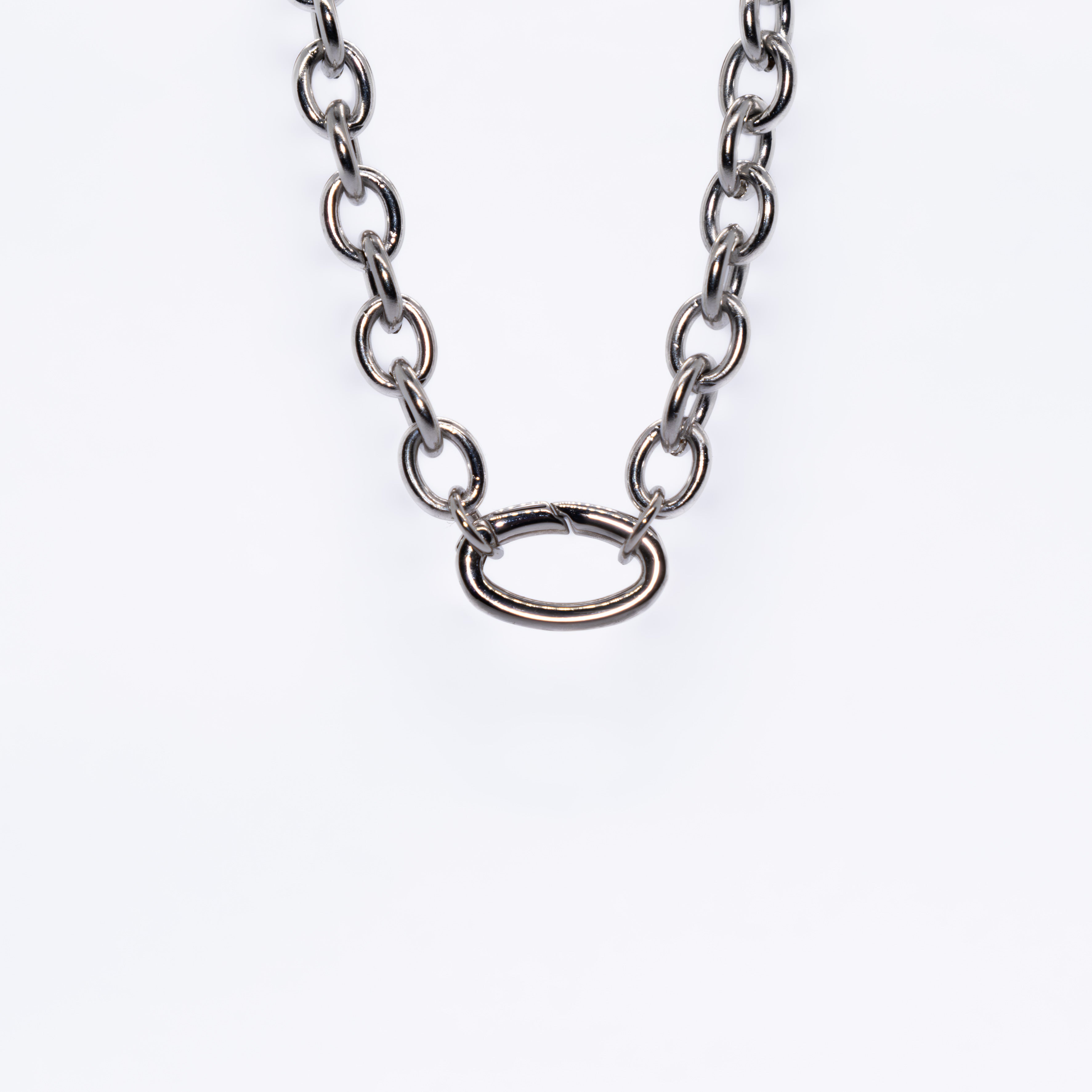 Medium round link chain necklace in silver - versatile modular statement jewelry by House of Rey