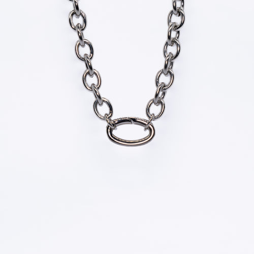 Medium round link chain necklace in silver - versatile modular statement jewelry by House of Rey
