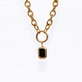 Rectangular Black Enamel Charm - waterproof stainless steel jewellery by House of Rey Jewelry