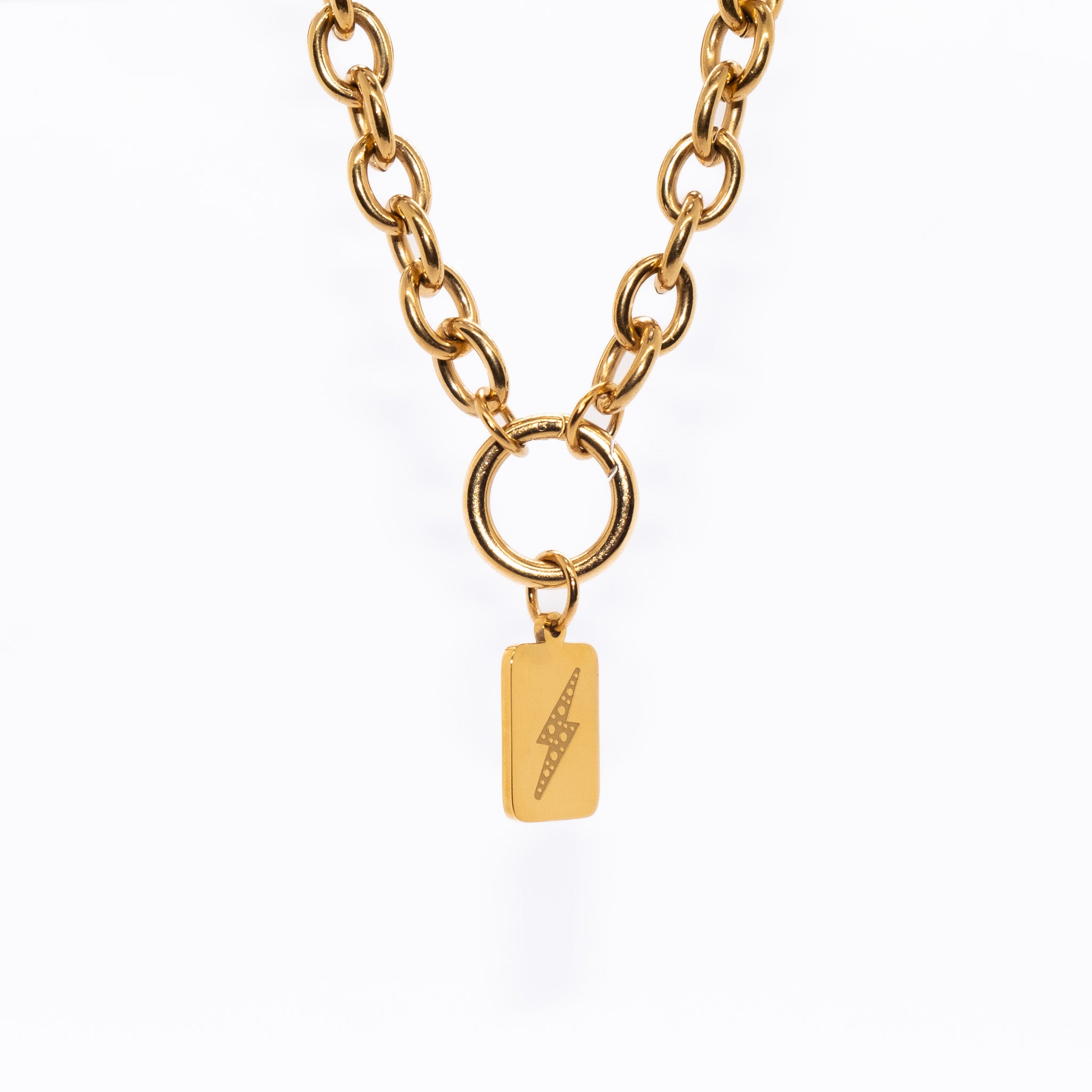 Lightning Bolt Tag Charm - waterproof stainless steel jewellery by House of Rey Jewelry