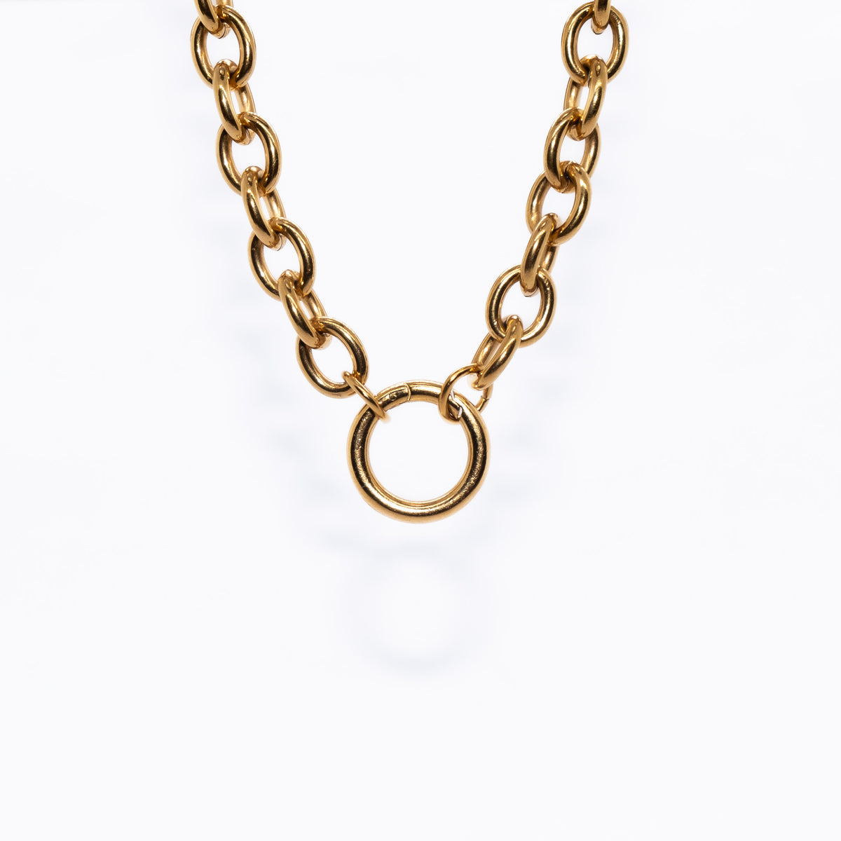 Medium round link chain styled with round lock - perfect for layering or wearing solo