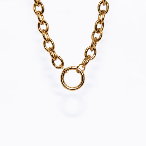 Medium round link chain styled with round lock - perfect for layering or wearing solo