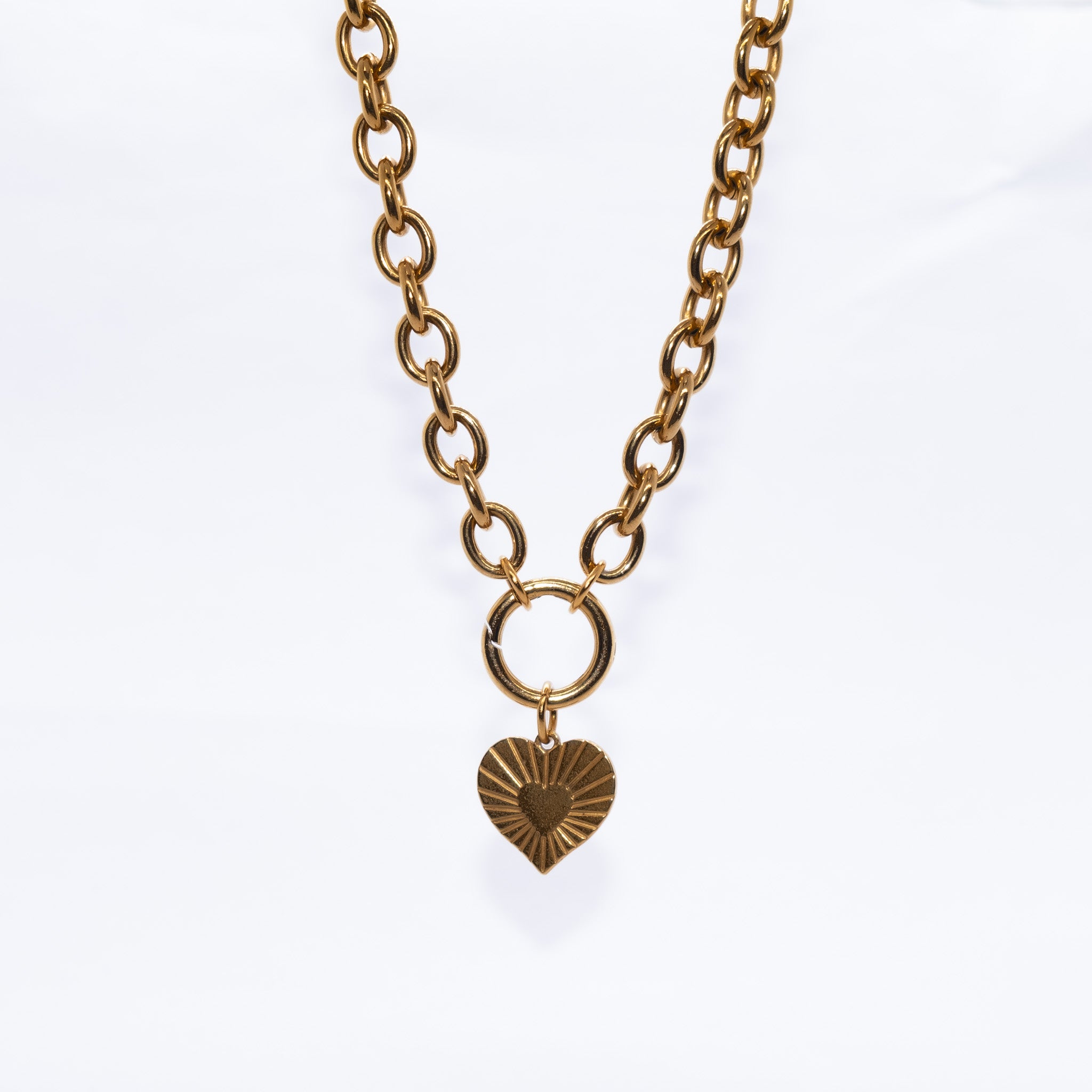 Heavy round link chain necklace in gold - chunky statement jewelry by House of Rey
